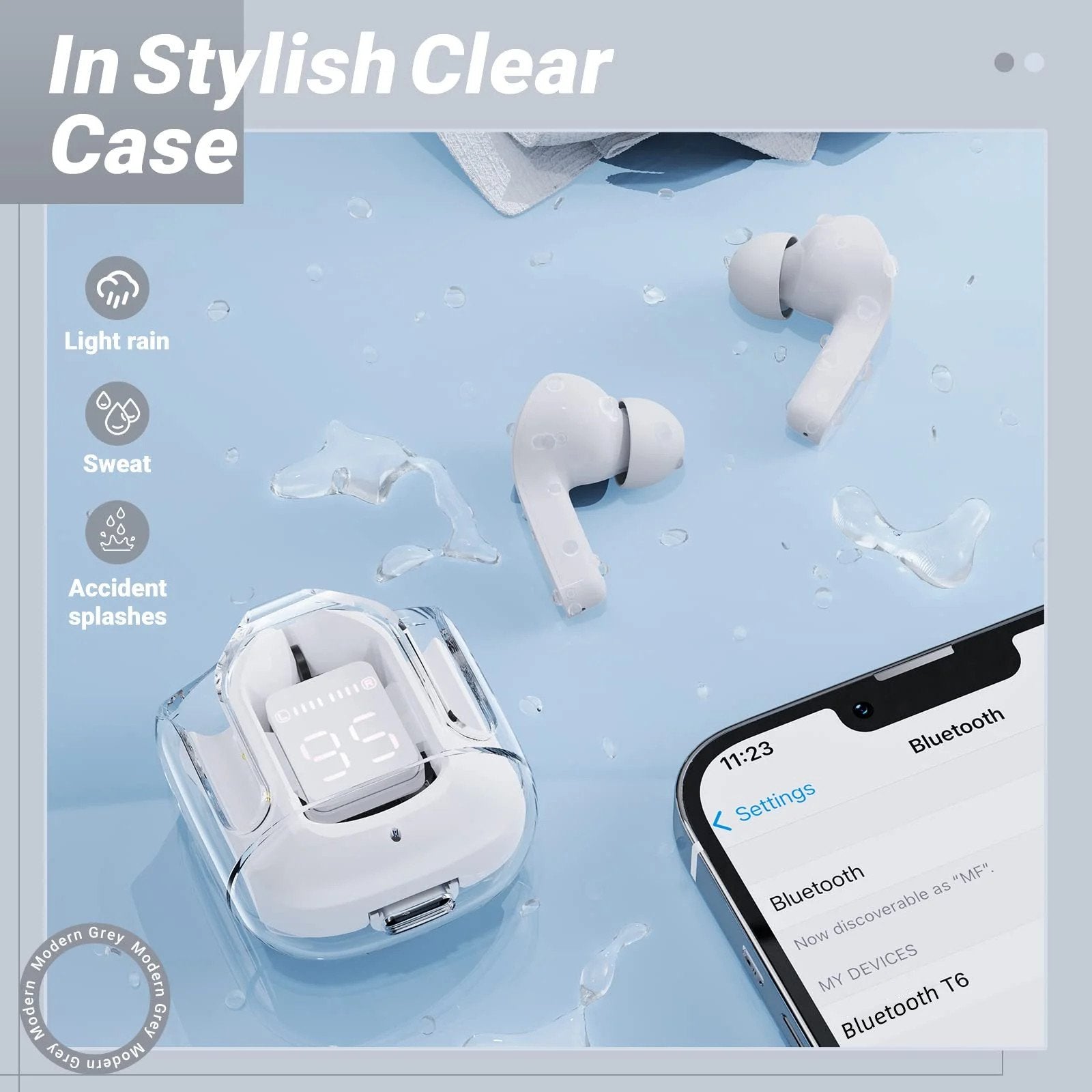 AIR 31 Transparent Earbuds (Bluetooth 5.3 + LED Display)